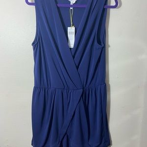 Bcbg generation v neck draped romper blue large